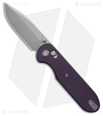 GEO Knife Ethereal Cutter Drop Point Crossbar Lock Knife Purple G-10 (3" SW)