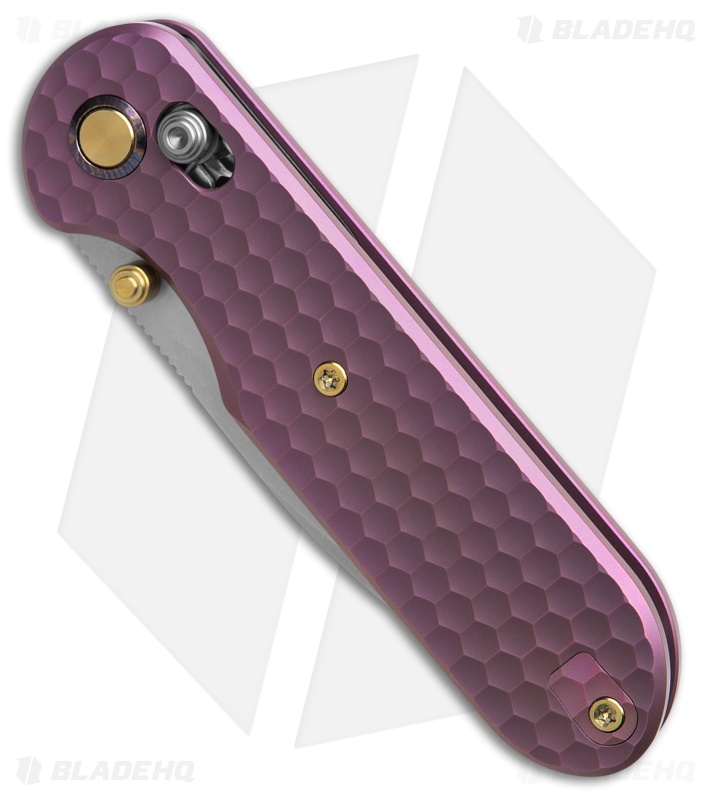 GEO Knife Ethereal Cutter Drop Point Crossbar Lock Knife Purple Ti (3" SW)
