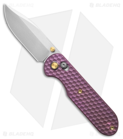 GEO Knife Ethereal Cutter Drop Point Crossbar Lock Knife Purple Ti (3" SW)