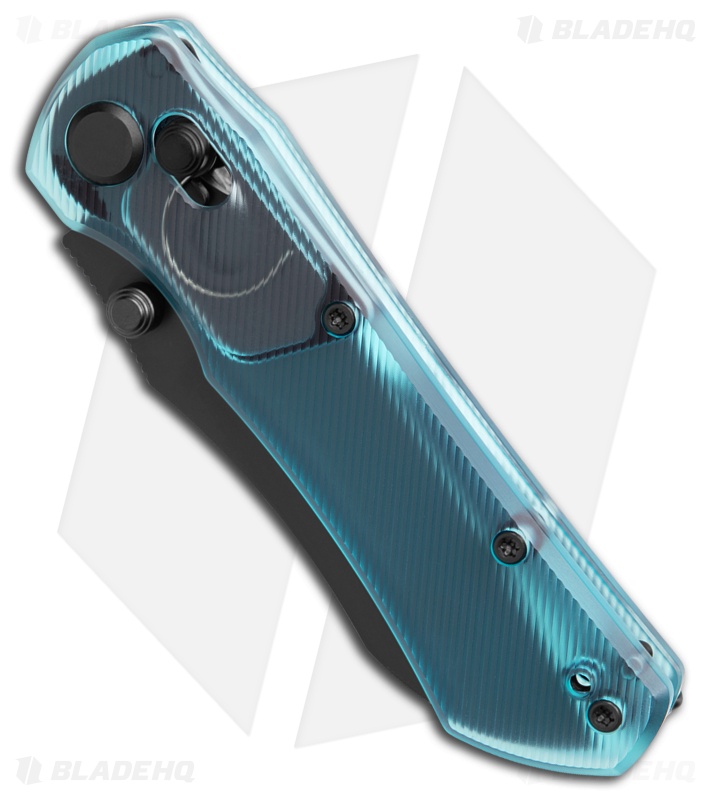 GEO Knife Komodo Crossbar Lock Knife Blue Acrylic (3.1" DLC S90V)