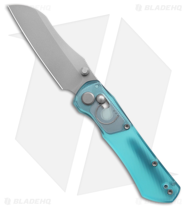 GEO Knife Komodo Crossbar Lock Knife Blue Acrylic (3.1" SW S90V)