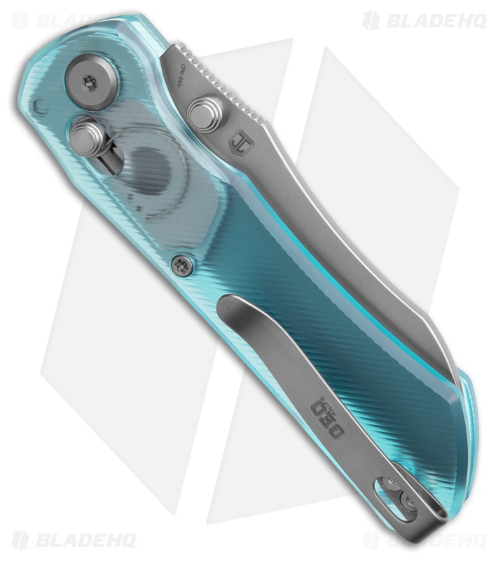 GEO Knife Komodo Crossbar Lock Knife Blue Acrylic (3.1" SW S90V)