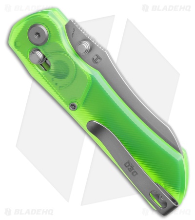 GEO Knife Komodo Crossbar Lock Knife Green Acrylic (3.1" SW S90V)