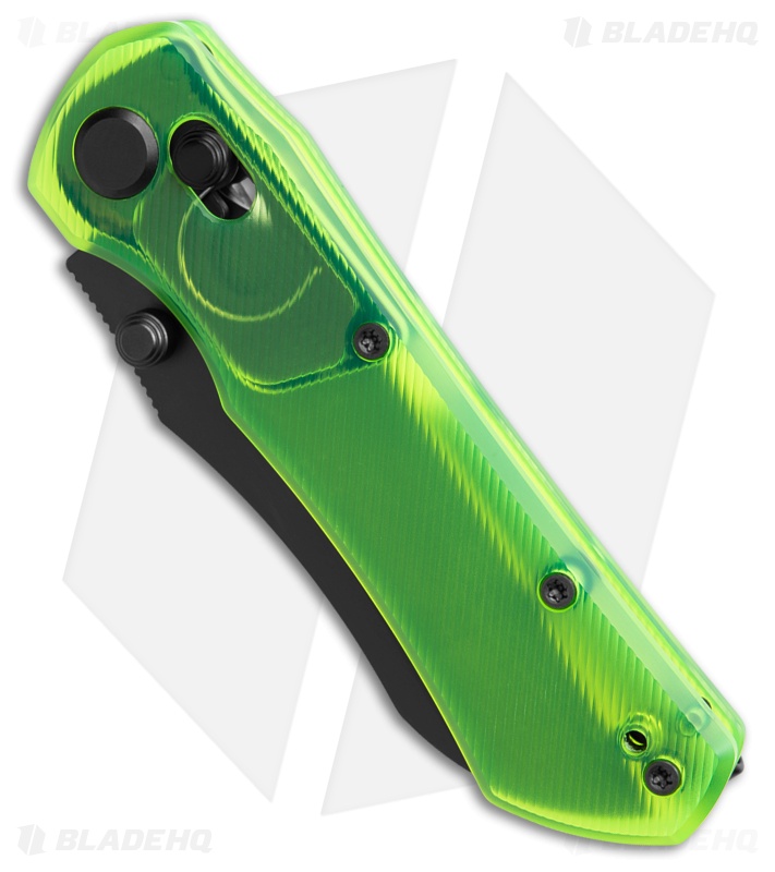 GEO Knife Komodo Crossbar Lock Knife Green Acrylic (3.1" DLC S90V)