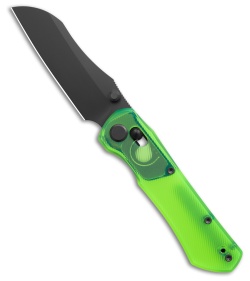 GEO Knife Komodo Crossbar Lock Knife Green Acrylic (3.1" DLC S90V)
