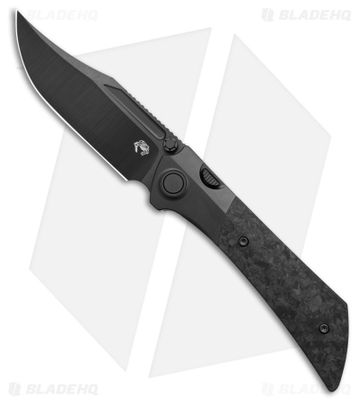 Gecko Customz Dune A2 Frame Lock Knife Black Shred CF (3.5" Black DLC)