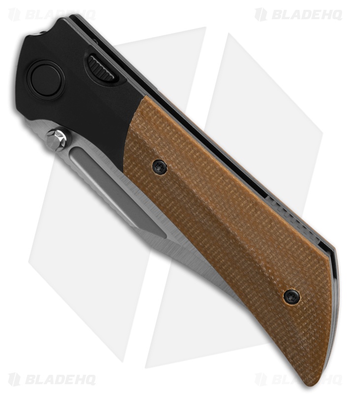 Gecko Customz Dune A3 Frame Lock Knife Tan Canvas Micarta (3.5" Satin)