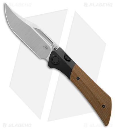 Gecko Customz Dune A3 Frame Lock Knife Tan Canvas Micarta (3.5" Satin)