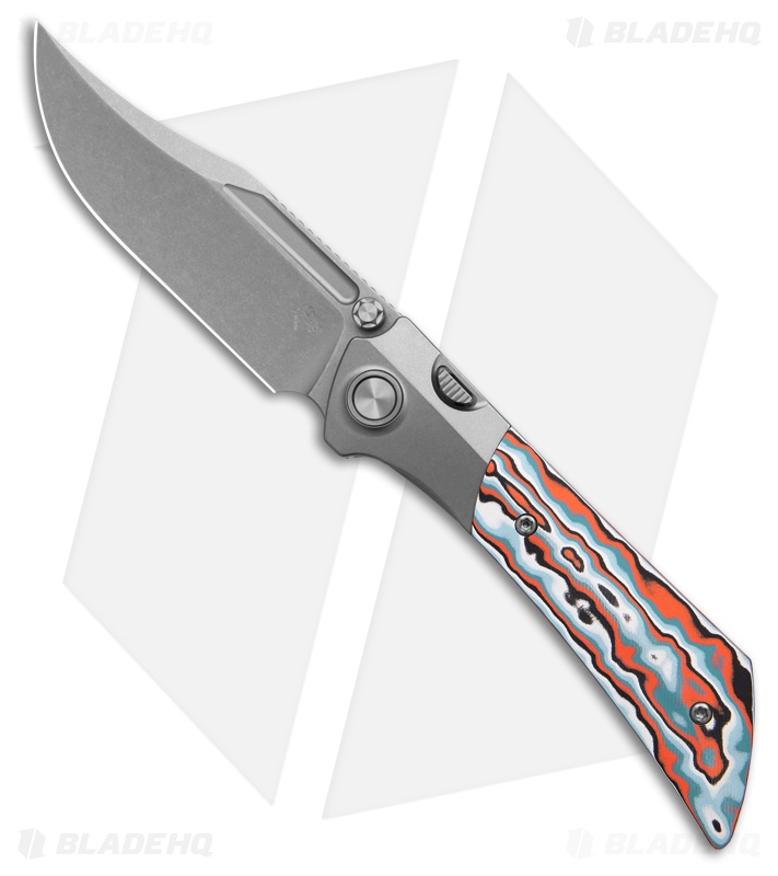 Gecko Customz Dune A6 Frame Lock Knife Orange G-Mascus (3.5" Stonewash)
