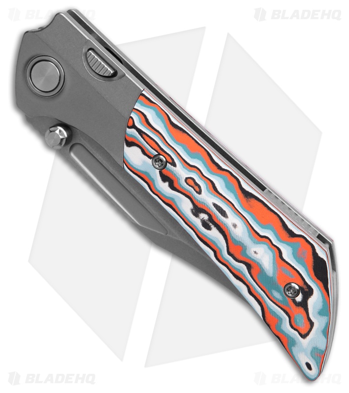 Gecko Customz Dune A6 Frame Lock Knife Orange G-Mascus (3.5" Stonewash)