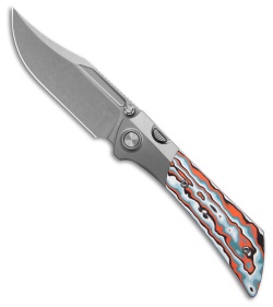 Gecko Customz Dune A6 Frame Lock Knife Orange G-Mascus (3.5" Stonewash)