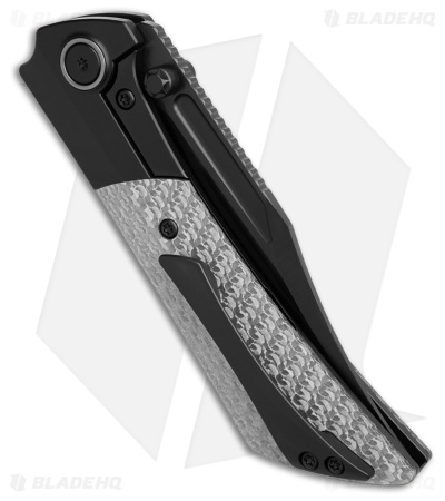 Gecko Customz Dune A7 Frame Lock Knife Silver Twill CF (3.5" Black DLC)