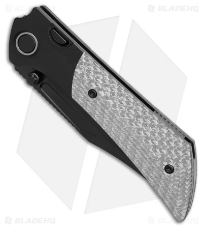 Gecko Customz Dune A7 Frame Lock Knife Silver Twill CF (3.5" Black DLC)