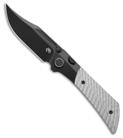 Gecko Customz Dune A7 Frame Lock Knife Silver Twill CF (3.5" Black DLC)