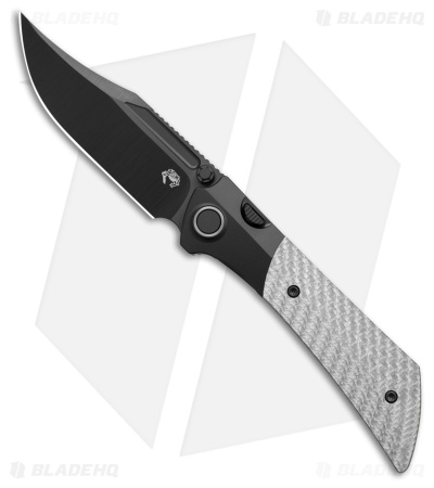 Gecko Customz Dune A7 Frame Lock Knife Silver Twill CF (3.5" Black DLC)