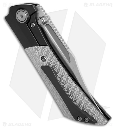 Gecko Customz Dune A8 Frame Lock Knife Silver Twill Carbon Fiber (3.5" Satin)