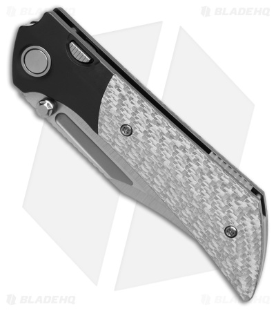 Gecko Customz Dune A8 Frame Lock Knife Silver Twill Carbon Fiber (3.5" Satin)