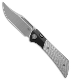 Gecko Customz Dune A8 Frame Lock Knife Silver Twill Carbon Fiber (3.5" Satin)