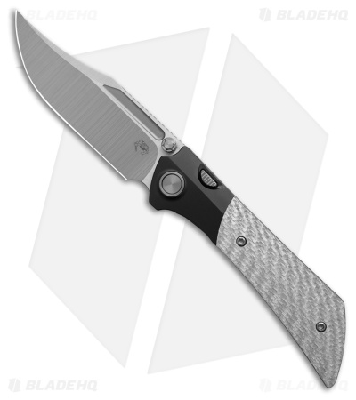 Gecko Customz Dune A8 Frame Lock Knife Silver Twill Carbon Fiber (3.5" Satin)
