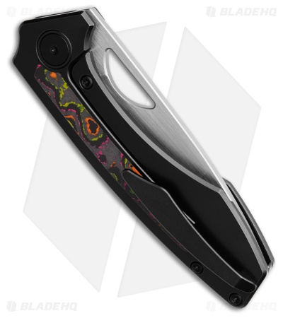 Gecko Customz Sikorae V2 Black Ti/Flo Party CF Inlay Knife (3.04" Satin)