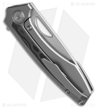 Gecko Customz Sikorae V2 Ti/Black Pearl CF Inlay Flipper Knife (3.04" Satin)