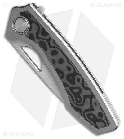 Gecko Customz Sikorae V2 Ti/Black Pearl CF Inlay Flipper Knife (3.04" Satin)