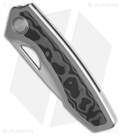 Gecko Customz Sikorae V2 Ti/Black Pearl CF Inlay Frame Lock Knife (3.04" Satin)