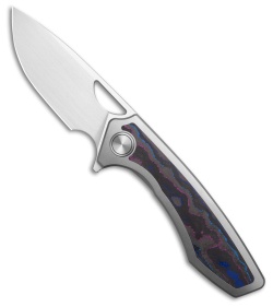 Gecko Customz Sikorae V2 Ti/Damtanium CF Inlay Flipper Knife (3.04" Satin)