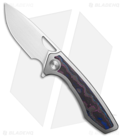 Gecko Customz Sikorae V2 Ti/Damtanium CF Inlay Flipper Knife (3.04" Satin)