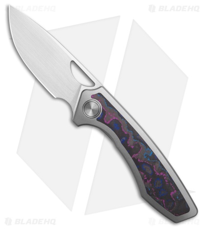 Gecko Customz Sikorae V2 Ti/Damtanium CF Inlay Frame Lock Knife (3.04" Satin)