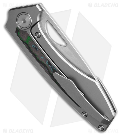 Gecko Customz Sikorae V2 Ti/Kelp Bed CF Inlay Frame Lock Knife (3.04" Satin)