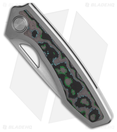 Gecko Customz Sikorae V2 Ti/Kelp Bed CF Inlay Frame Lock Knife (3.04" Satin)
