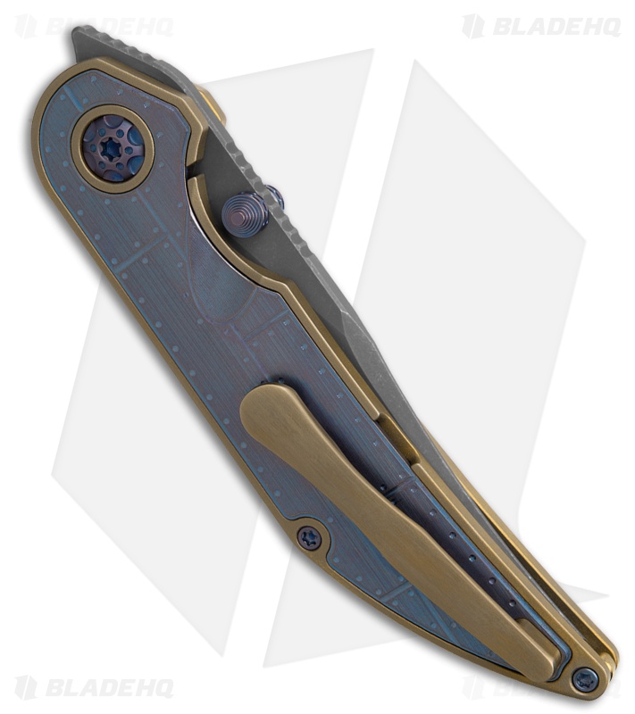 Hypercut Manufacturing Bikkhu Frame Lock Knife Blue/Bronze Ti (3.38" SW)
