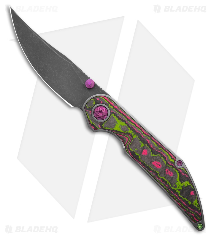 Hypercut Manufacturing Bikkhu Frame Lock Knife Pink/Green Camo Carbon (3.38" SW)