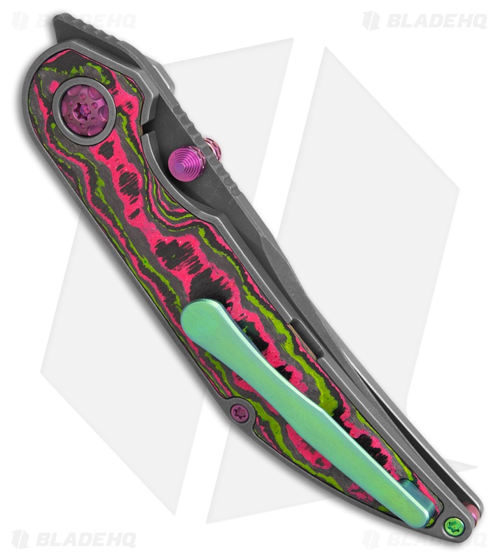 Hypercut Manufacturing Bikkhu Frame Lock Knife Pink/Green Camo Carbon (3.38" SW)