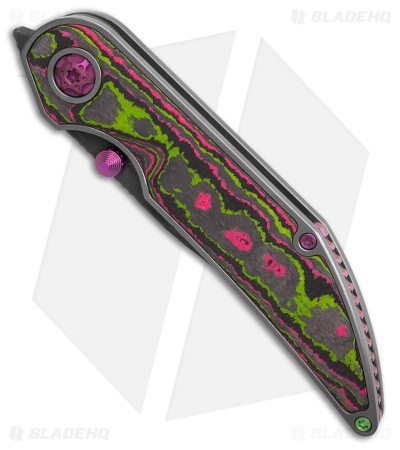 Hypercut Manufacturing Bikkhu Frame Lock Knife Pink/Green Camo Carbon (3.38" SW)