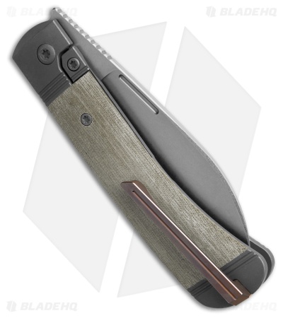 Jack Wolf Diamondback Jack Frame Lock Knife Green Linen Micarta (3.4" SW)