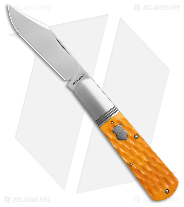 Jack Wolf Knives Gateway Barlow Knife Yellow Jigged Bone