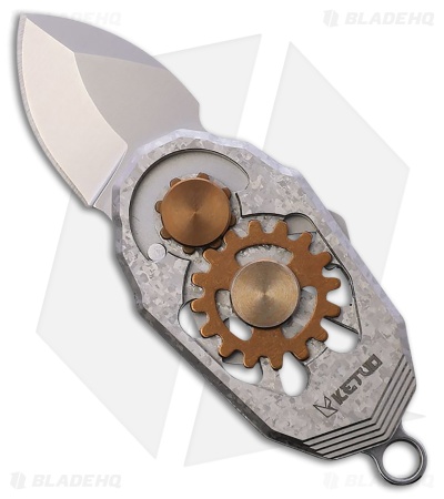 Ketuo Beetle Pocket Knife Crystalized Silver Titanium (0.9" Satin M390)