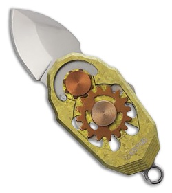 Ketuo Beetle Pocket Knife Crystalized Gold Titanium (0.9" Satin M390)