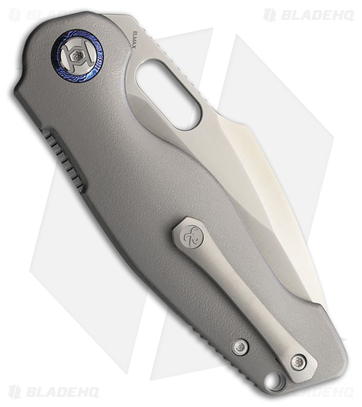 Kunwu Knives Gringo Verta Lock Knife Gray Orange Peel Titanium (3.6" Satin)