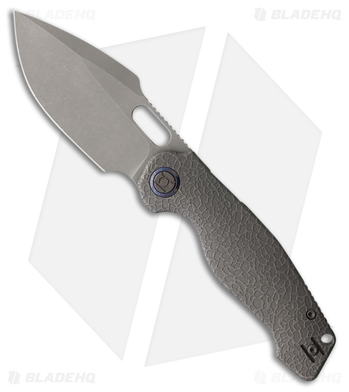 Kunwu Knives Gringo Verta Lock Knife Gray Honeydew Texture Ti SW