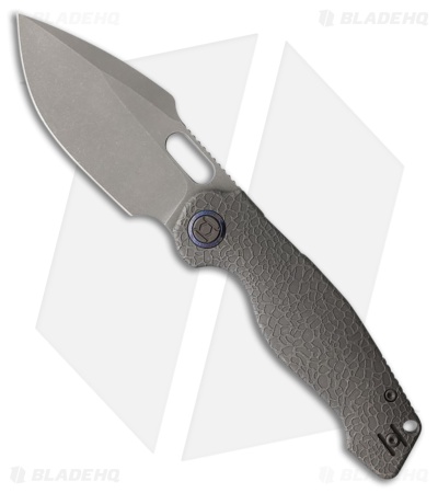 Kunwu Knives Gringo Verta Lock Knife Gray Honeydew Texture Titanium (3.6" SW)