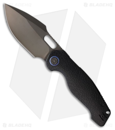 Kunwu Knives Gringo Verta Lock Knife Honeydew Texture Black Titanium (3.6" DLC)