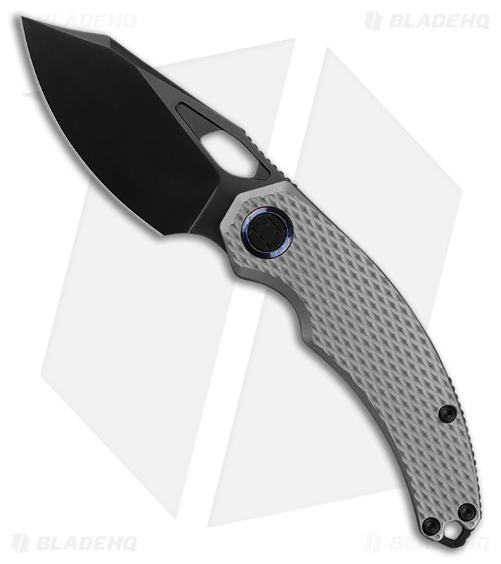 Kunwu Knives Compadre "Reverse Tux" Frame Lock Knife Gray Ti (3" DLC Vanax)