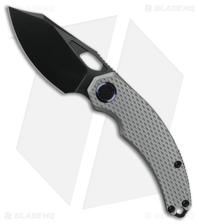Kunwu Knives Compadre "Reverse Tux" Frame Lock Knife Gray Ti (3" DLC Vanax)