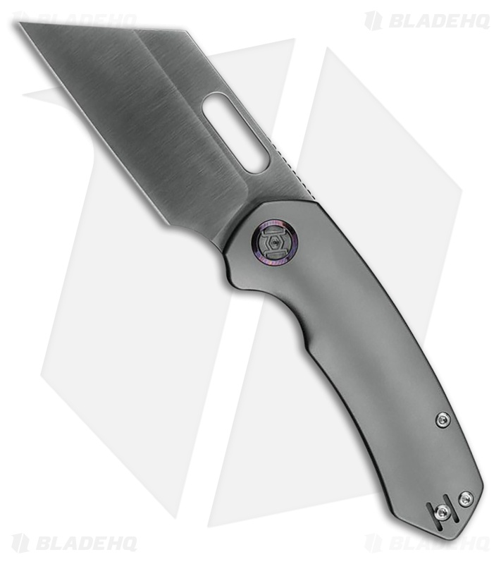 Kunwu Knives Primo Frame Lock Knife Bead Blast Titanium (3.4" Satin)