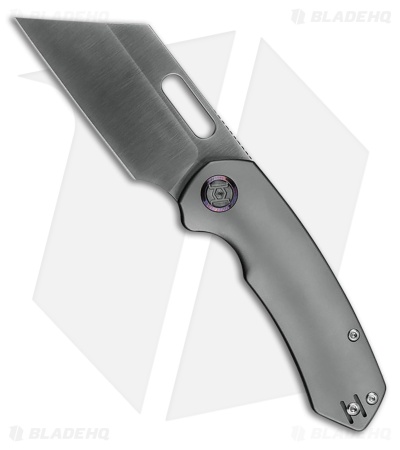 Kunwu Knives Primo Frame Lock Knife Bead Blast Titanium (3.4" Satin)