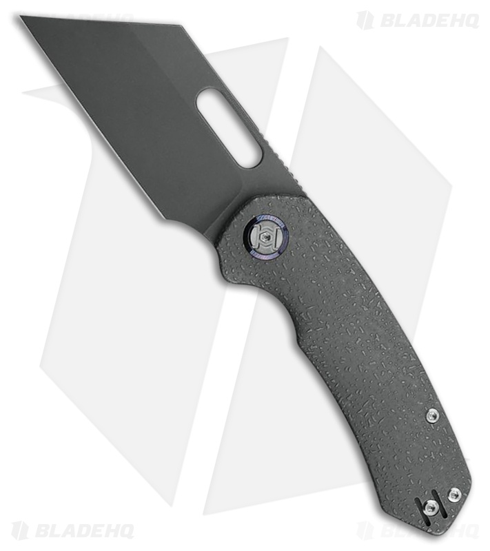 Kunwu Knives Primo Frame Lock Knife Raindrop Textured SW Titanium (3.4" Gray SW)