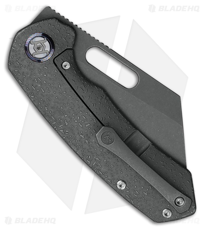 Kunwu Knives Primo Frame Lock Knife Raindrop Textured SW Titanium (3.4" Gray SW)